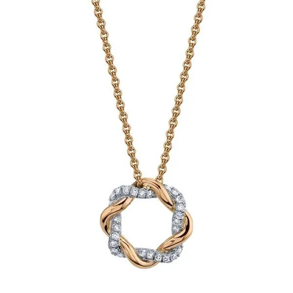 MODERN ROSE GOLD AND DIAMOND INFINITY SWIRL PENDANT Mark Allen Jewelers Santa Rosa, CA