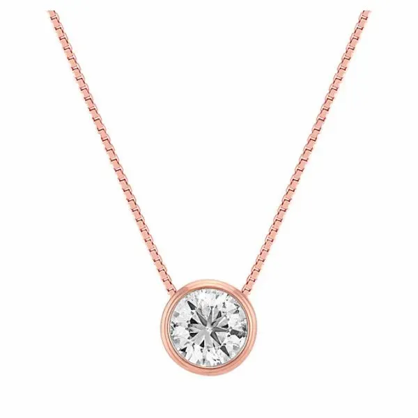 14k Rose Gold Bezel Set Diamond Pendant .33ct Mark Allen Jewelers Santa Rosa, CA