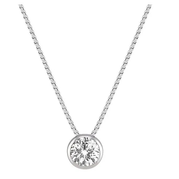 14k White Gold Bezel Set Diamond Pendant .33ct Mark Allen Jewelers Santa Rosa, CA