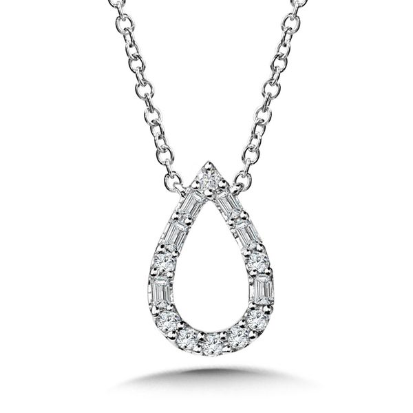 Pear-shaped baguette diamond necklack Mark Allen Jewelers Santa Rosa, CA