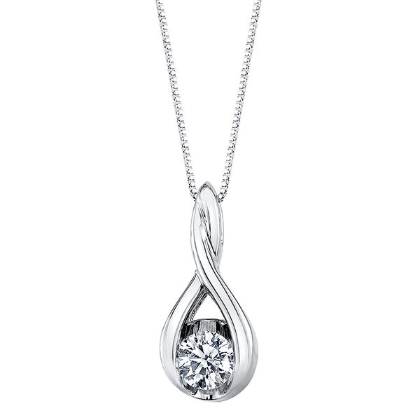 14k White Gold Twist Diamond Pendant .15ct Mark Allen Jewelers Santa Rosa, CA