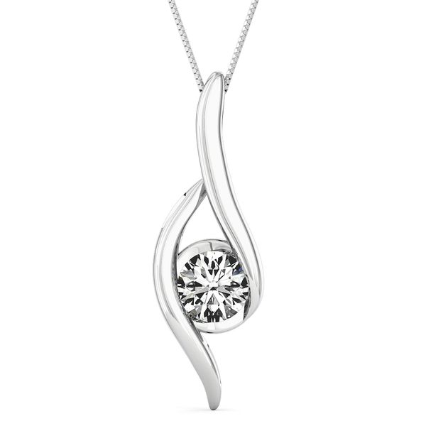 14k White Gold Swirl Diamond Pendant .12ct Mark Allen Jewelers Santa Rosa, CA