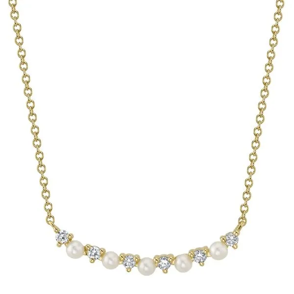 Pearl & Diamond Bar Necklace Mark Allen Jewelers Santa Rosa, CA