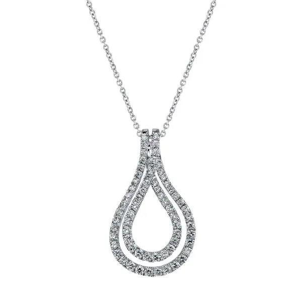 14K White Gold Double Pear Shape Drop Necklace Mark Allen Jewelers Santa Rosa, CA