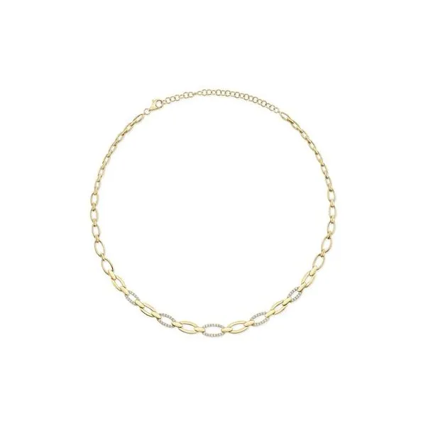 Diamond Open Link Necklace in 14K Yellow Gold Mark Allen Jewelers Santa Rosa, CA