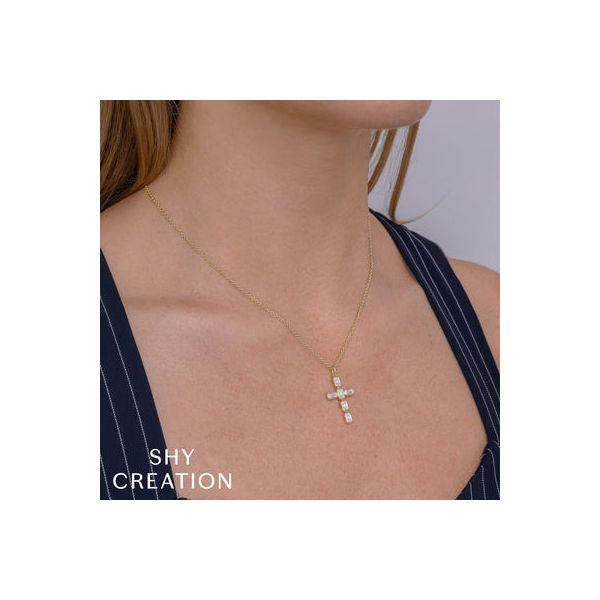 Diamond Baguette Cross Necklace Image 2 Mark Allen Jewelers Santa Rosa, CA