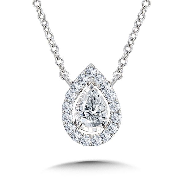 Pear Shape Halo Diamond Necklace Mark Allen Jewelers Santa Rosa, CA