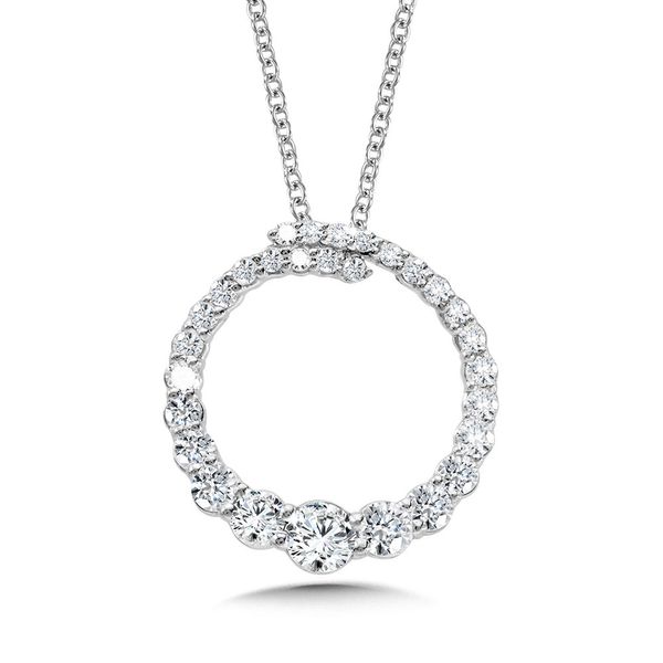 White Gold Graduating Diamond Circle Necklace Mark Allen Jewelers Santa Rosa, CA