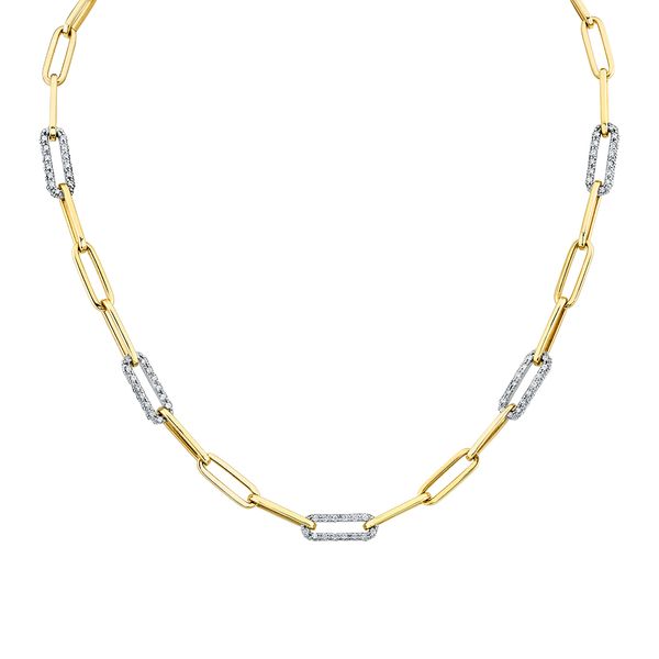 Yellow gold & Diamond pave Paperclip Necklace Mark Allen Jewelers Santa Rosa, CA