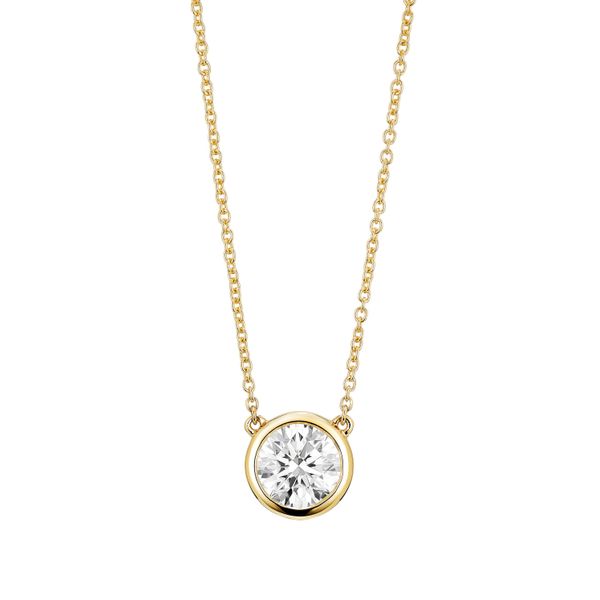1ct Lab Grown Diamond Bezel Necklace In Yellow Gold Mark Allen Jewelers Santa Rosa, CA
