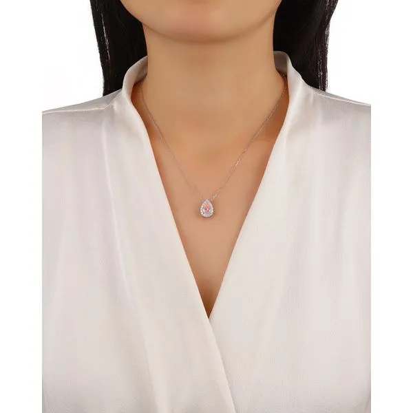 Teardrop Halo Pendant with Lab Grown Pink Diamond Image 2 Mark Allen Jewelers Santa Rosa, CA