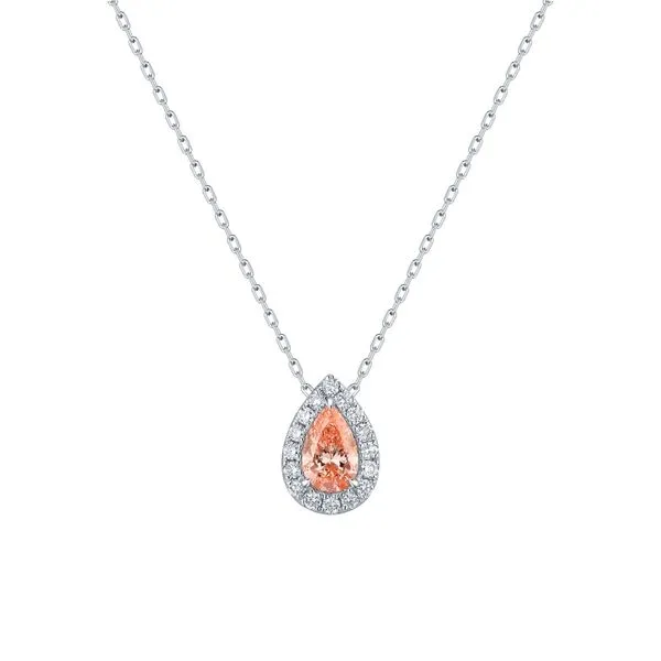 Teardrop Halo Pendant with Lab Grown Pink Diamond Mark Allen Jewelers Santa Rosa, CA
