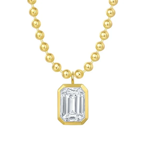 Lab-Grown Diamond Pendant on Beaded Yellow Gold Chain Mark Allen Jewelers Santa Rosa, CA