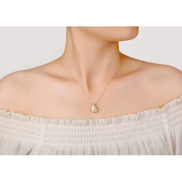 Teardrop Shaped Lab-Grown Diamond Pendant in 14K Yellow Gold Image 2 Mark Allen Jewelers Santa Rosa, CA