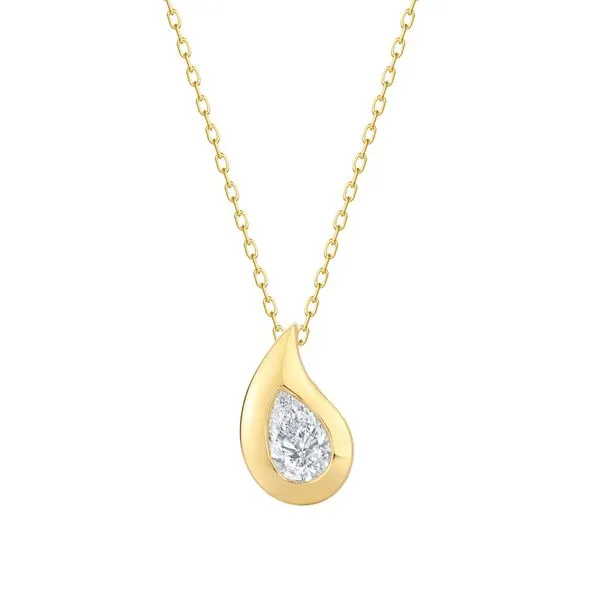 Teardrop Shaped Lab-Grown Diamond Pendant in 14K Yellow Gold Mark Allen Jewelers Santa Rosa, CA