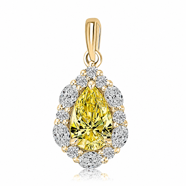 Fancy Vivid Yellow Lab Grown Diamond Halo Pendant Necklace Image 2 Mark Allen Jewelers Santa Rosa, CA