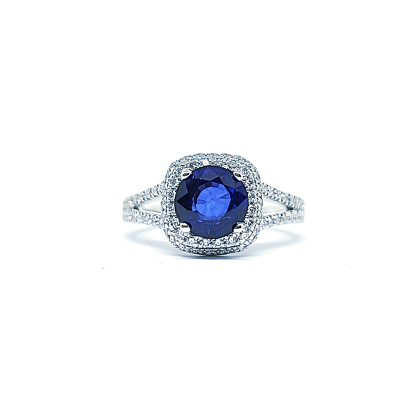 2.08ct Blue Sapphire & Diamond Ring Mark Allen Jewelers Santa Rosa, CA