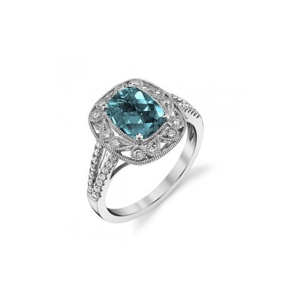 London Blue Topaz 14k White Gold Ring with Diamonds Mark Allen Jewelers Santa Rosa, CA