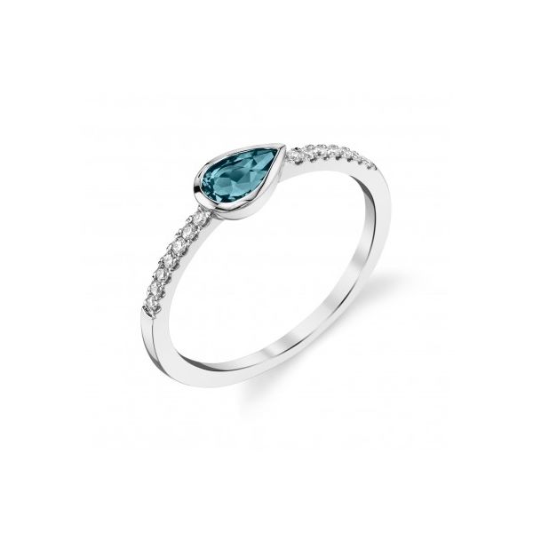 London Blue Topaz 14k White Gold Ring with Diamonds Mark Allen Jewelers Santa Rosa, CA
