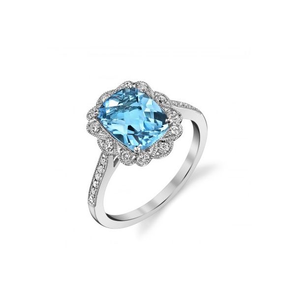 White Gold Blue Topaz & Diamond Ring Mark Allen Jewelers Santa Rosa, CA