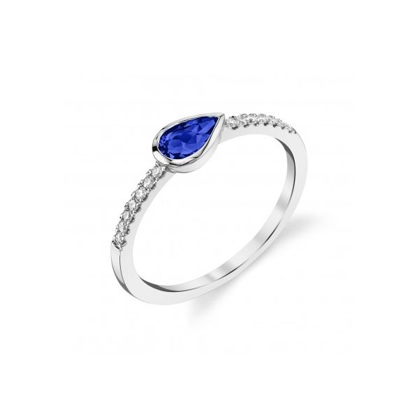 Blue Sapphire & Diamond White Gold Ring Mark Allen Jewelers Santa Rosa, CA