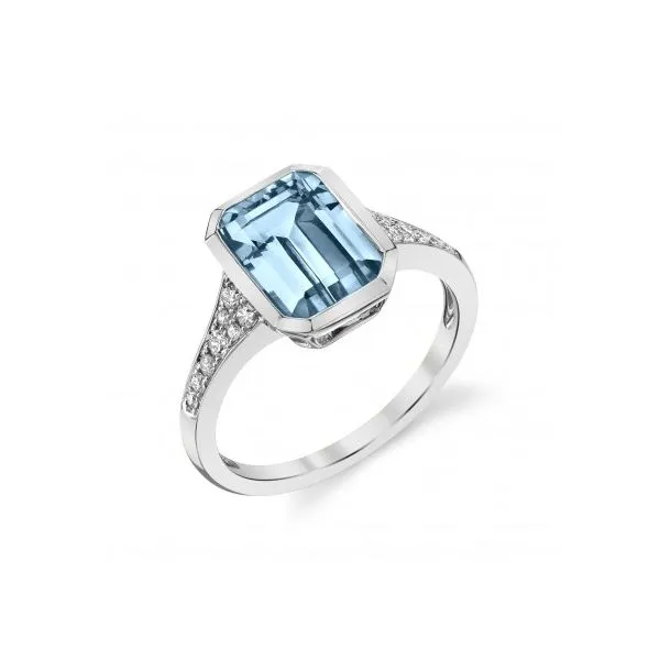 Aquamarine 14k White Gold Ring with Diamonds Mark Allen Jewelers Santa Rosa, CA