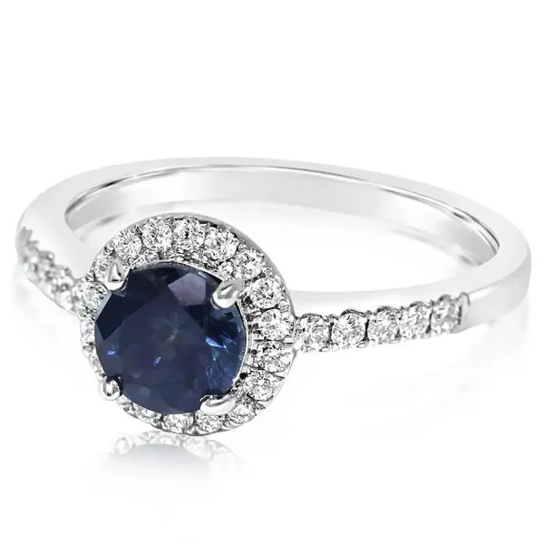 Blue Sapphire Halo White Gold Ring Mark Allen Jewelers Santa Rosa, CA