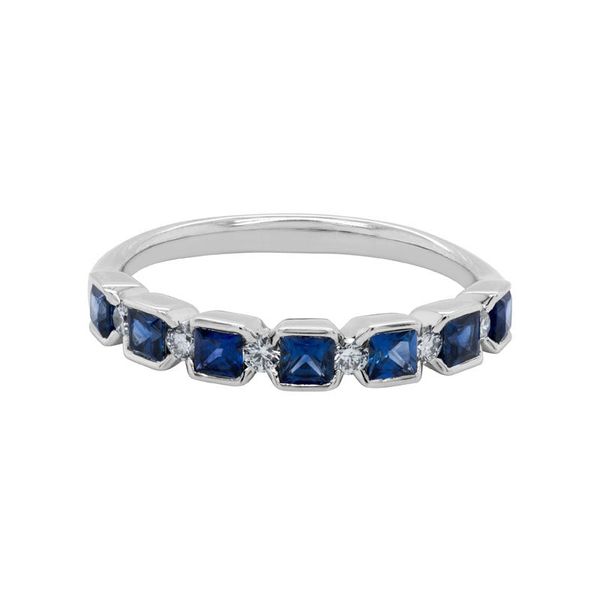Geometric Blue Sapphire and Diamond Band Mark Allen Jewelers Santa Rosa, CA