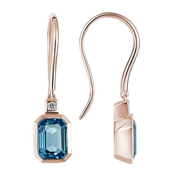 Rose Gold London Blue Topaz & Diamond Drop Earrings Mark Allen Jewelers Santa Rosa, CA