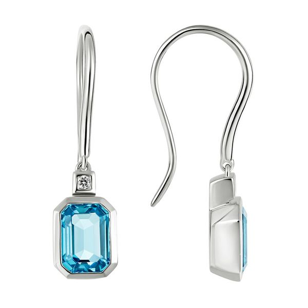 White Gold Blue Topaz & Diamond Drop Earrings Mark Allen Jewelers Santa Rosa, CA