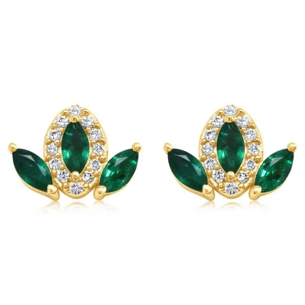 Marquise shape Emerald earrings with Diamond accents Mark Allen Jewelers Santa Rosa, CA
