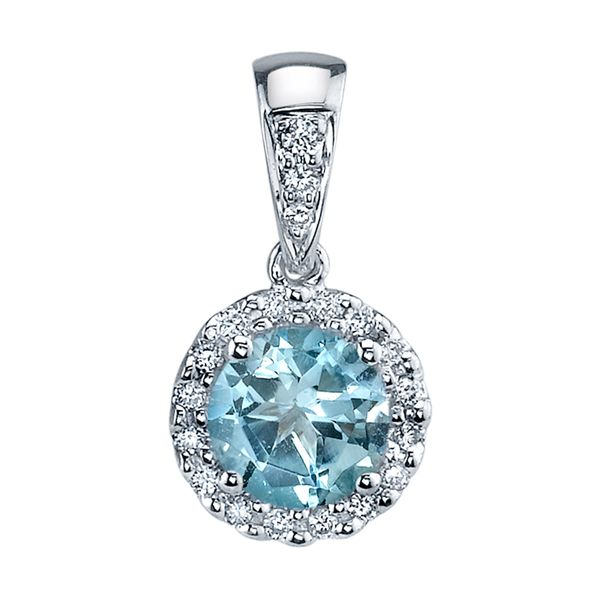 Blue Zircon & Diamond Necklace Mark Allen Jewelers Santa Rosa, CA