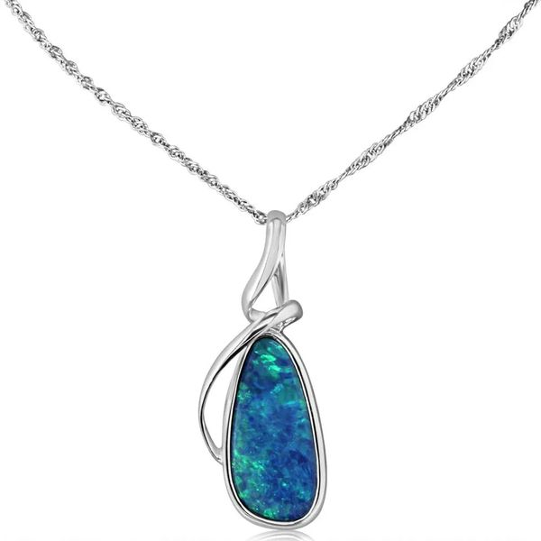 Bezel set Australian Opal Doublet necklace Mark Allen Jewelers Santa Rosa, CA