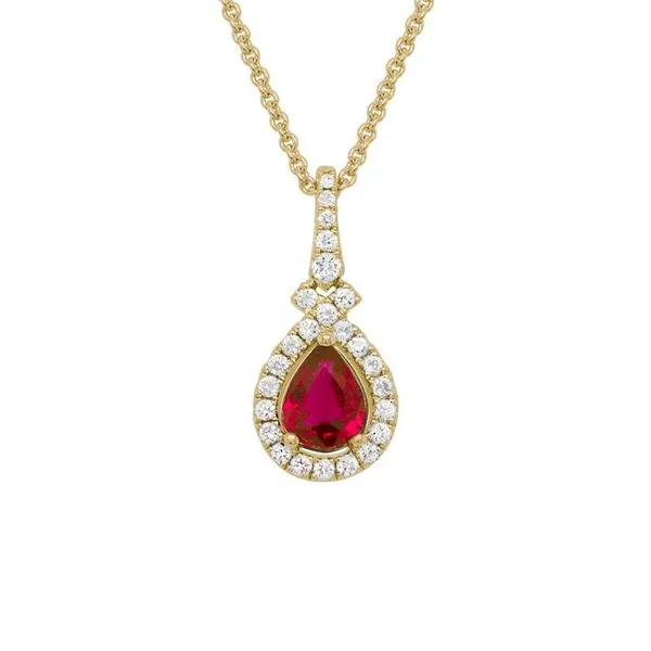 Ruby Pear Halo Pendant Mark Allen Jewelers Santa Rosa, CA