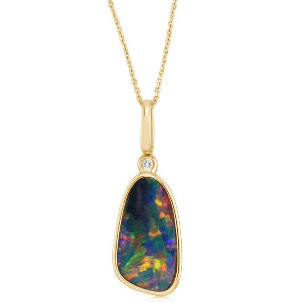 Australian Opal Diamond Necklace Mark Allen Jewelers Santa Rosa, CA