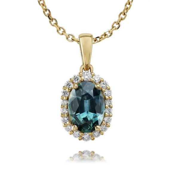 Montana Sapphire Halo Pendant Mark Allen Jewelers Santa Rosa, CA