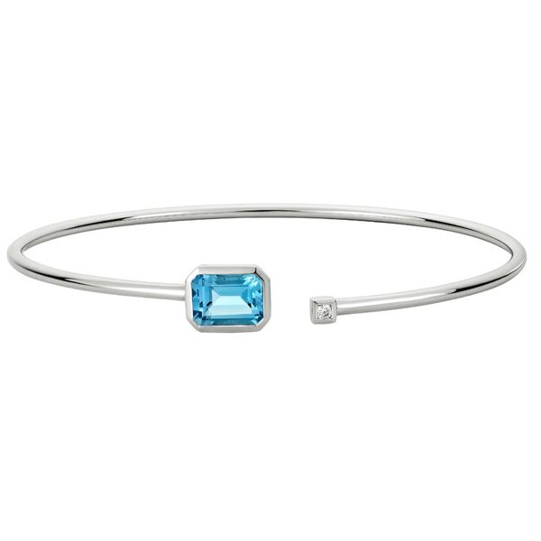 White Gold Blue Topaz & Diamond Cuff Bracelet Mark Allen Jewelers Santa Rosa, CA
