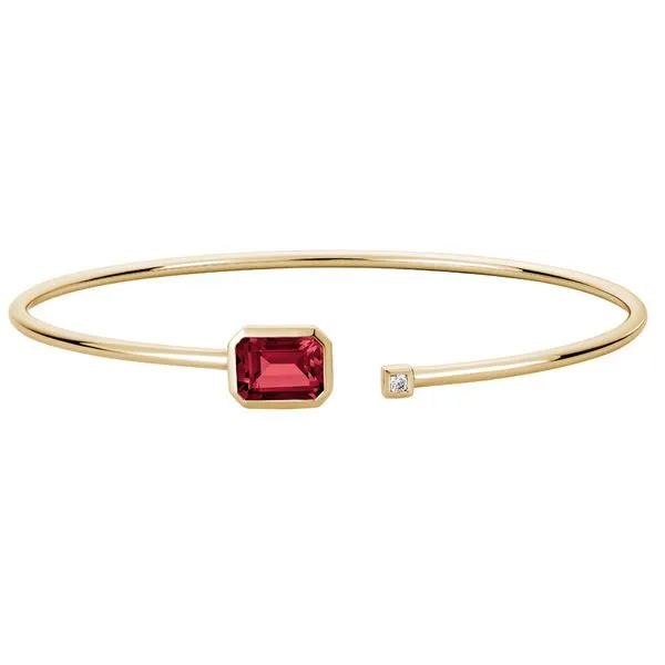 Yellow Gold Garnet & Diamond Cuff Bracelet Mark Allen Jewelers Santa Rosa, CA