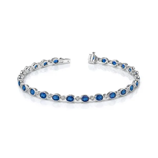 Blue Sapphire and Diamond alternating Bracelet Mark Allen Jewelers Santa Rosa, CA