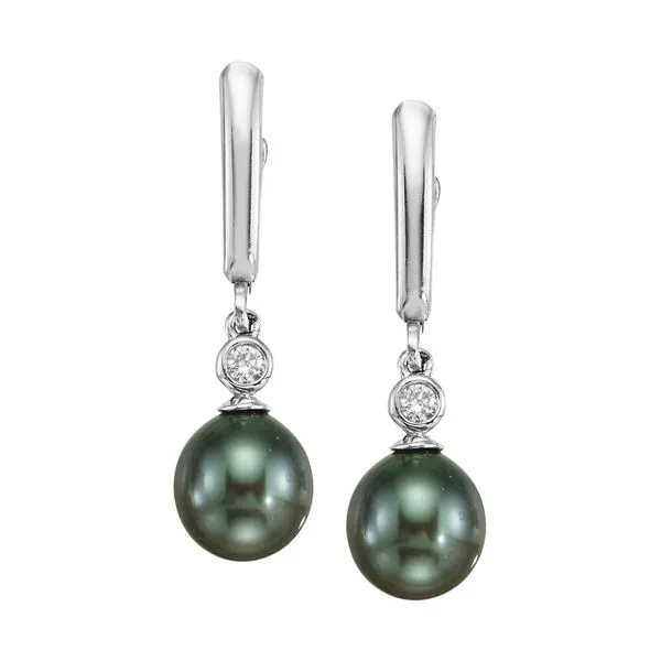 Tahitian Pearl dangle earrings with diamond Mark Allen Jewelers Santa Rosa, CA