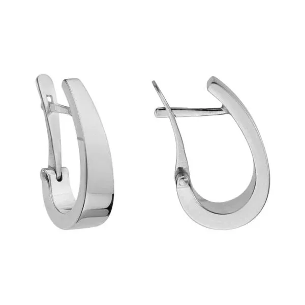 14K White Gold Tapered Hoops Mark Allen Jewelers Santa Rosa, CA