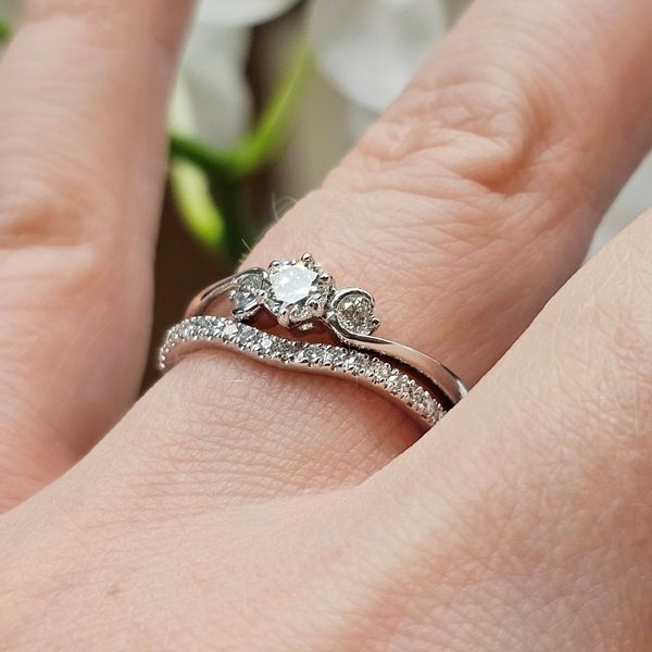 White Gold Curved Diamond Band Image 3 Mark Jewellers La Crosse, WI