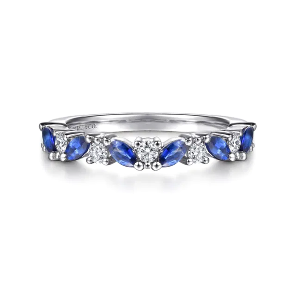 White Gold Sapphire & Diamond Wedding Band Mark Jewellers La Crosse, WI