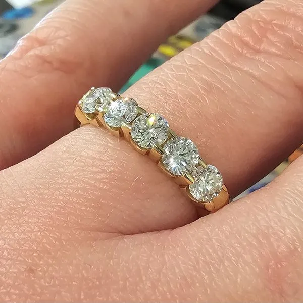 Yellow Gold 5-Stone Diamond Band Image 3 Mark Jewellers La Crosse, WI
