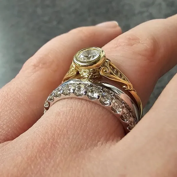 White Gold Shared Prong Diamond Band Image 3 Mark Jewellers La Crosse, WI