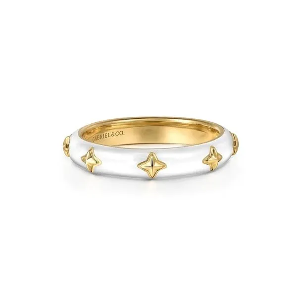 Yellow Gold White Enamel Band Mark Jewellers La Crosse, WI