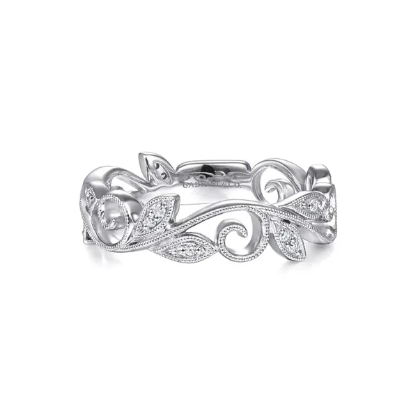 White Gold Diamond Leaf Design Band Mark Jewellers La Crosse, WI