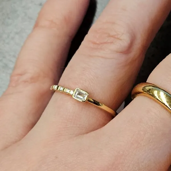 Yellow Gold Diamond Stackable Ring Image 2 Mark Jewellers La Crosse, WI