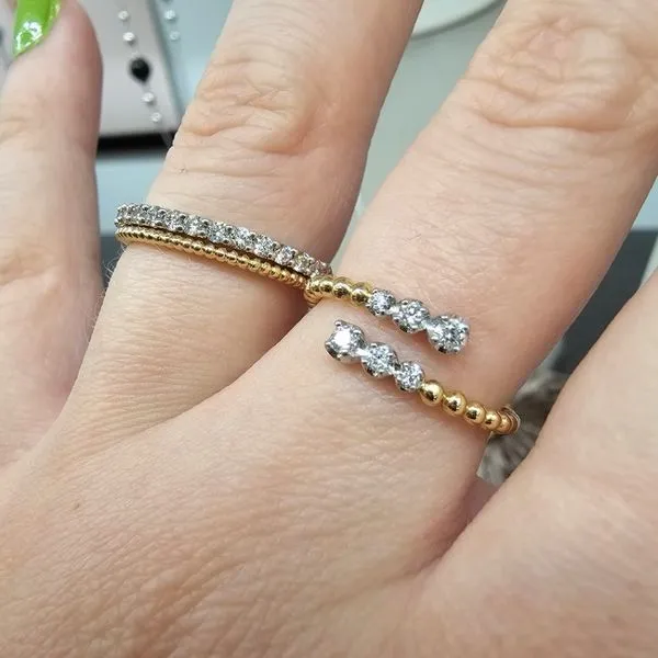 Yellow Gold Diamond Beaded Stackable Band Image 3 Mark Jewellers La Crosse, WI