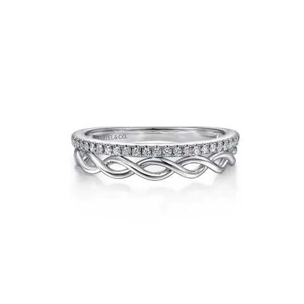 White Gold Twist Diamond Two Row Band Mark Jewellers La Crosse, WI